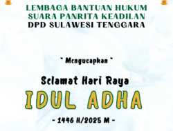 LBH Suara Panrita Keadilan DPD Sultra Mengucapkan Selamat Hari Raya Idul Adha 1446 Hijriah,2025 Masehi